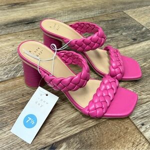 A New Day Pink Braided Heeled Sandals
